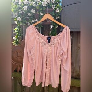 Daytrip Pink Lace Detail Top